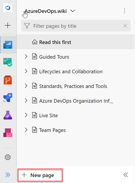 The New page button has been moved into the tree.