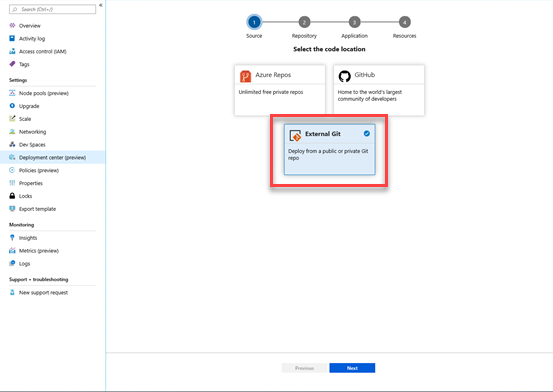 Deploy to AKS from your external Git repos.