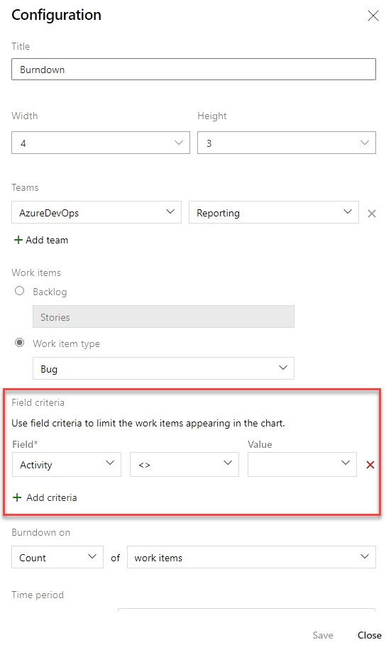 Field criteria configuration