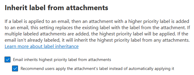 Label inheritance for email options.