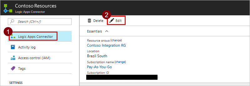 Edit Logic Apps Connector