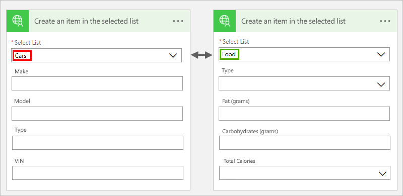 The form changes based on the selection the user makes.