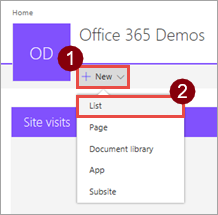 Create new SharePoint list