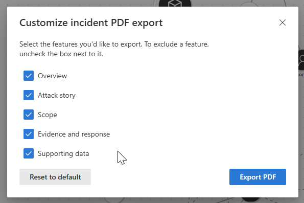 Screenshot highlighting the export incident to PDF option.