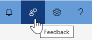 Screenshot of the portal menu, highlighting the feedback icon