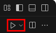 Screenshot of the run button in Visual Studio Code on macOS.