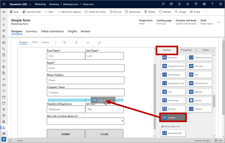 Add a field to the form.