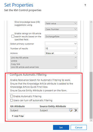 Configure auto filtering.