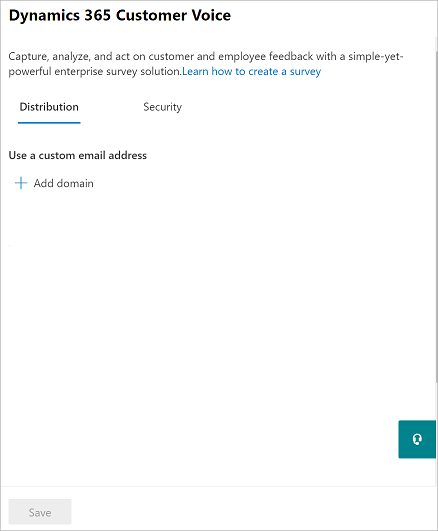 Dynamics 365 Customer Voice settings panel.