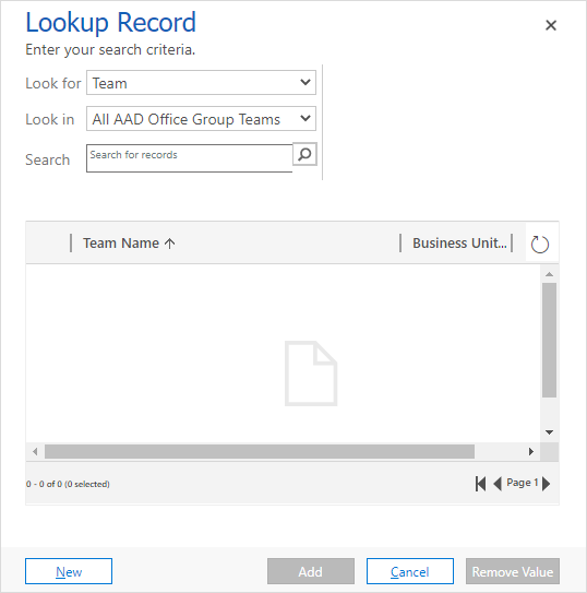 Lookup Record window