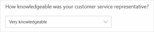 A drop-down question, showing a single answer selected in the drop-down list box.