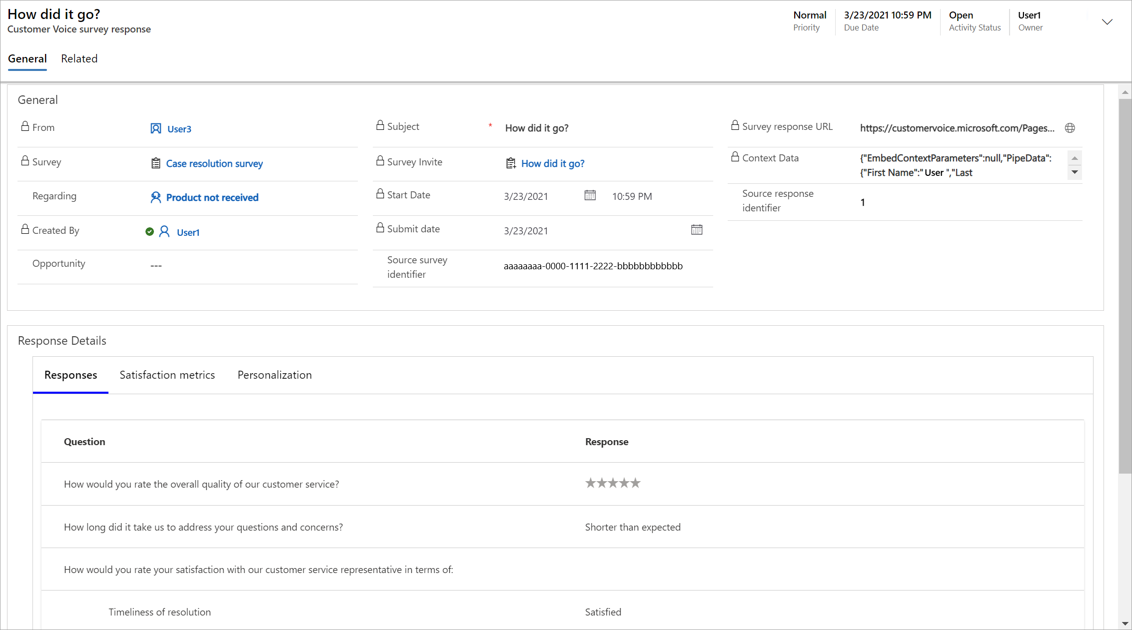 See survey response details in Dynamics 365.