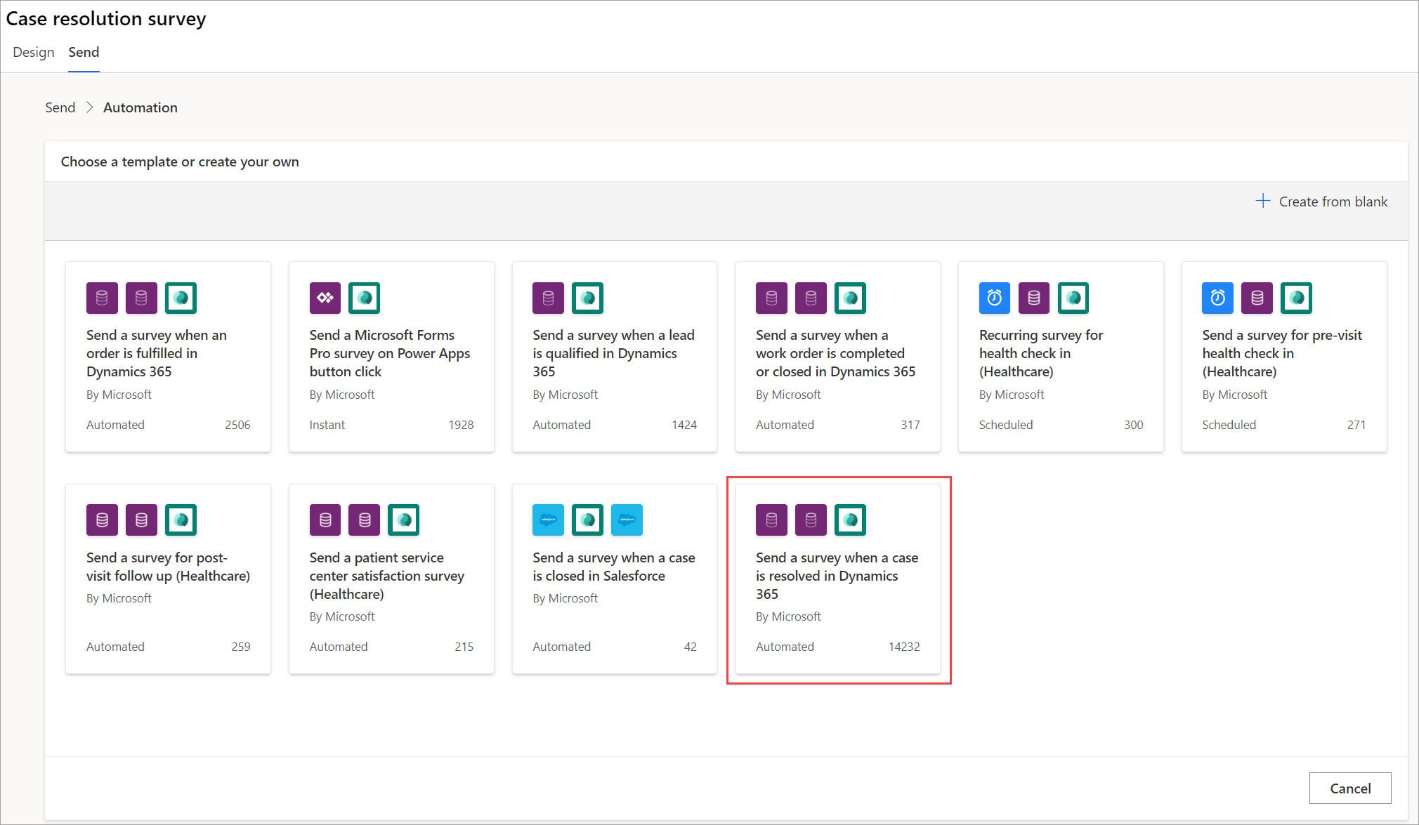 Select an Automation template.