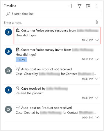 Survey response on the case's timeline.