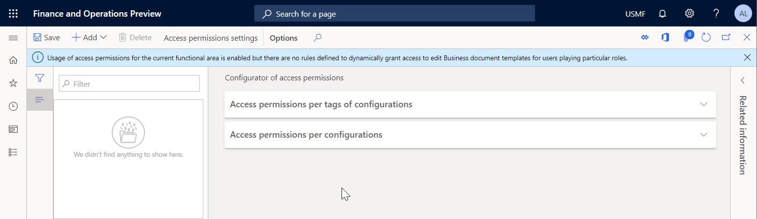 Confirm Business document management access permissions.