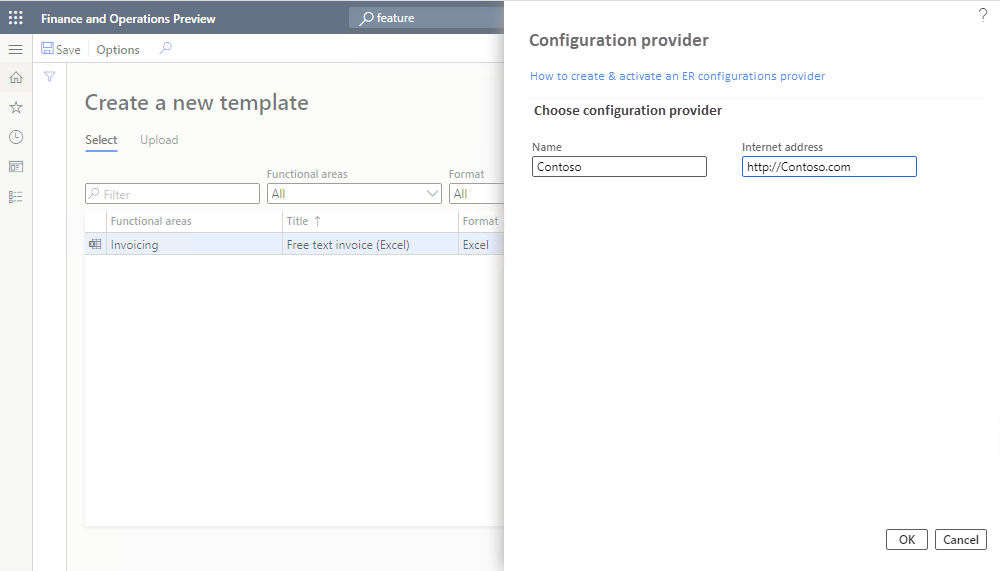 Creating a new provider in Business Document Management.