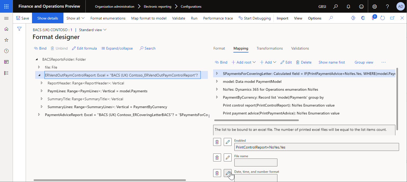 Defining the culture that is defined at runtime as the culture of a generated report in the ER Operation designer.