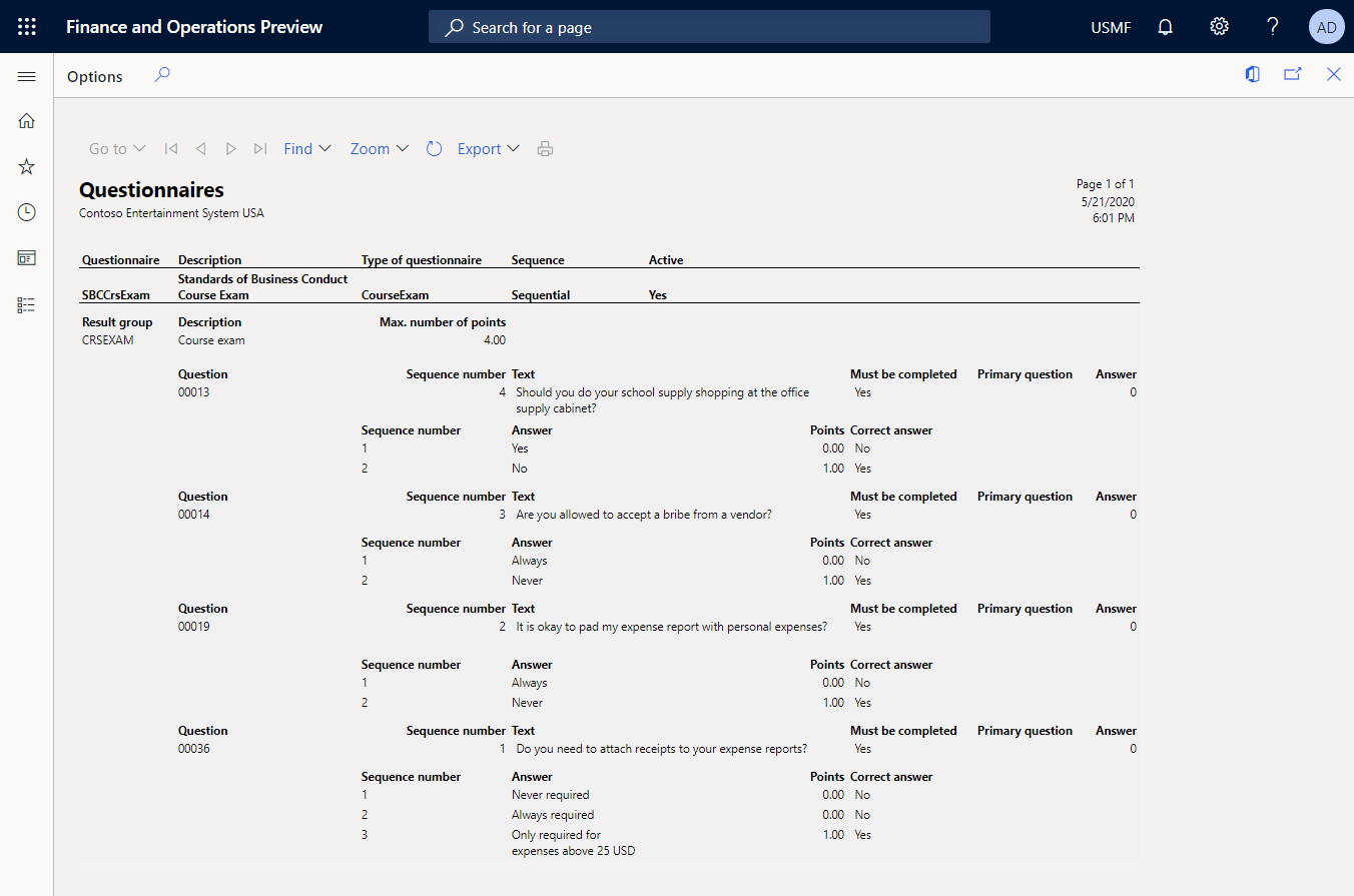 Generated SSRS report.