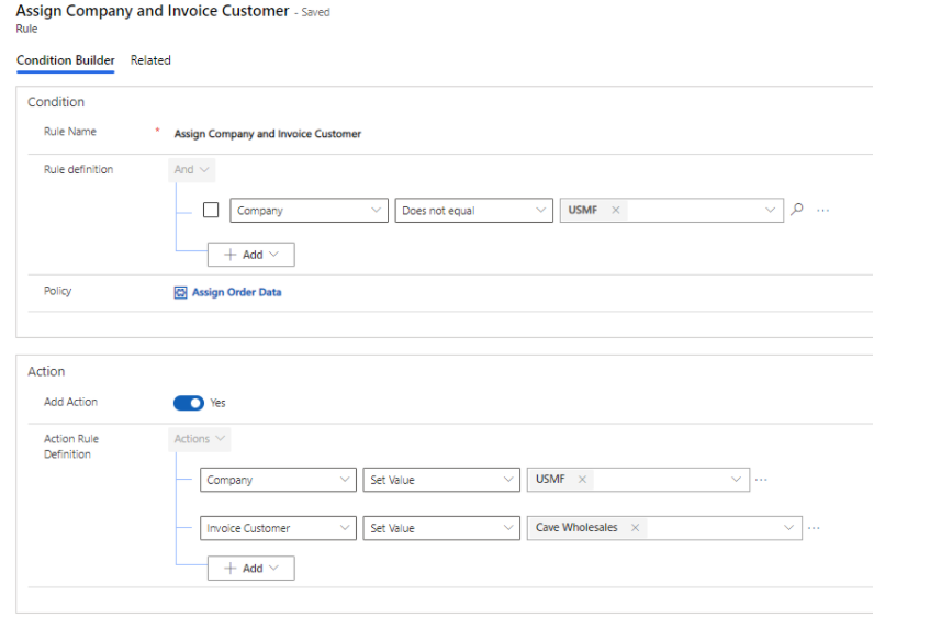 Dual-write Sales Order entity mapping.