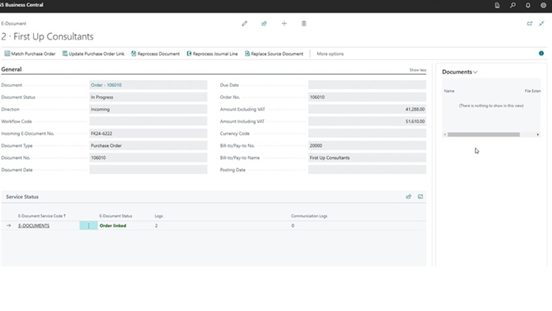 Attachments FactBox on the E-Documents page