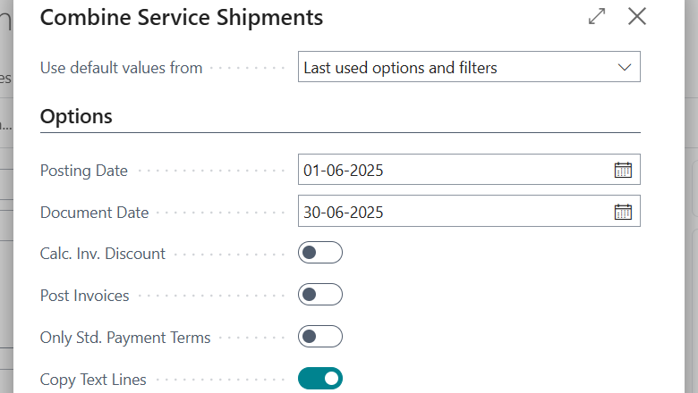 Combine Service Shipment