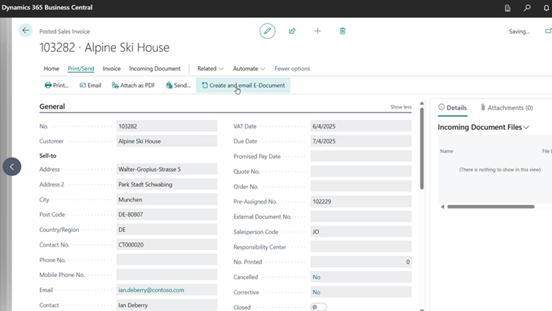 Create the E-Document from already posted sales invoice