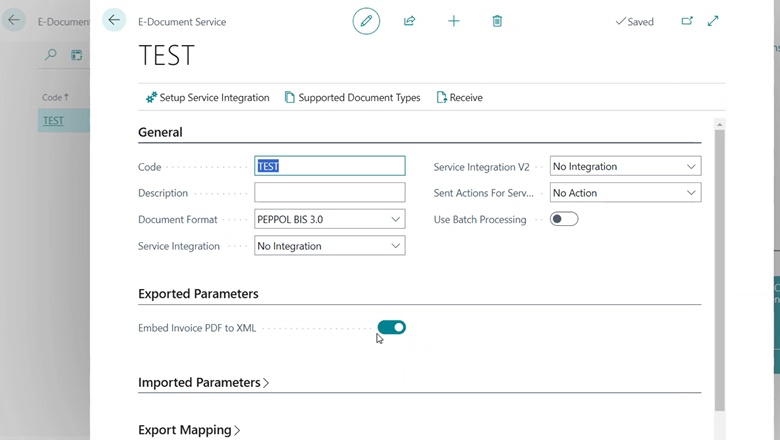 Embed the invoice PDF to XML setup