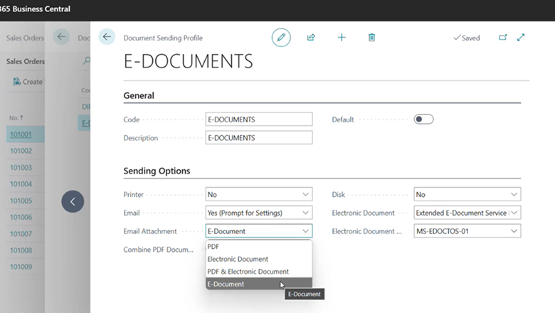 Setup for E-Document sending via email