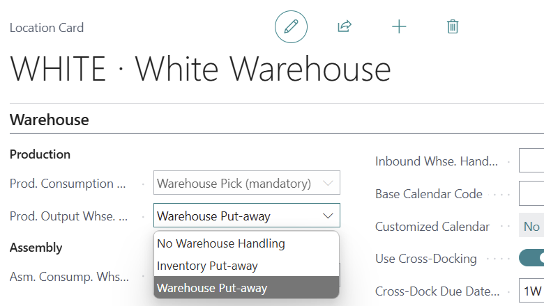 Production Output Warehouse Handling