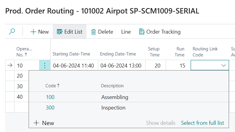 Routing link code