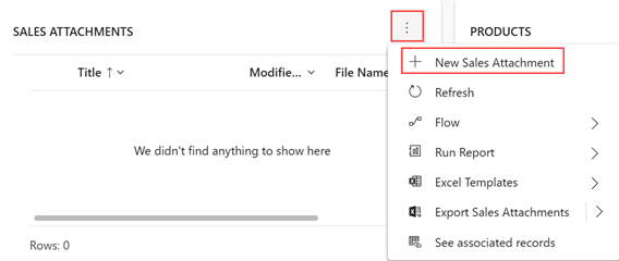 Screenshot of the Add New Sales Attachment option.