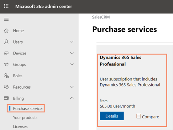 Select Dynamics 365 Sales Professional tile.