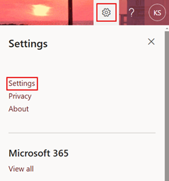 Select settings option