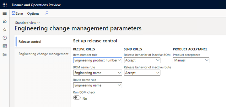 Setting up product acceptance conditions.