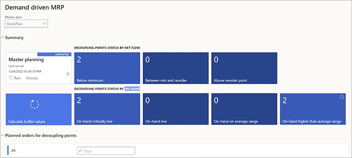 Demand driven MRP workspace.