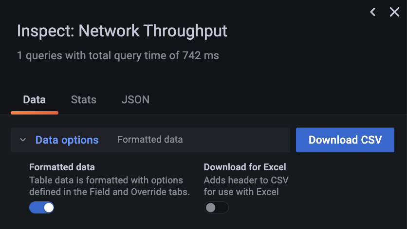 Image of export options.