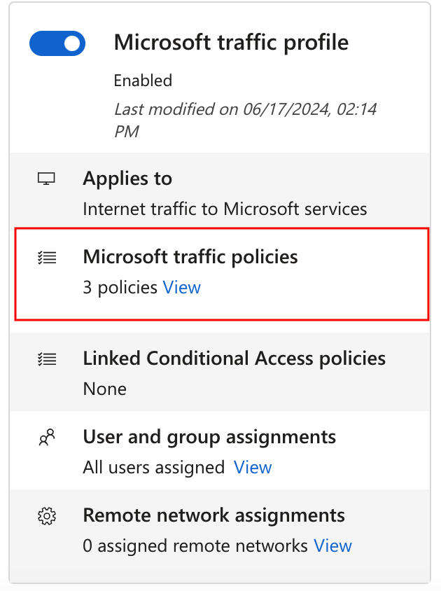 Screenshot of the Microsoft access profile, with the view applications link highlighted.