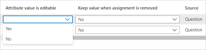 Screenshot that shows making attributes editable.