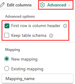 Screenshot of advanced CSV options.