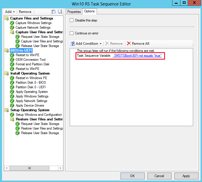 Condition on BIOS to UEFI group.