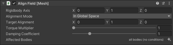 Screen shot of the Align Field script options in the Inspector.