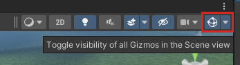 A screen shot of the gizmos drop down button.
