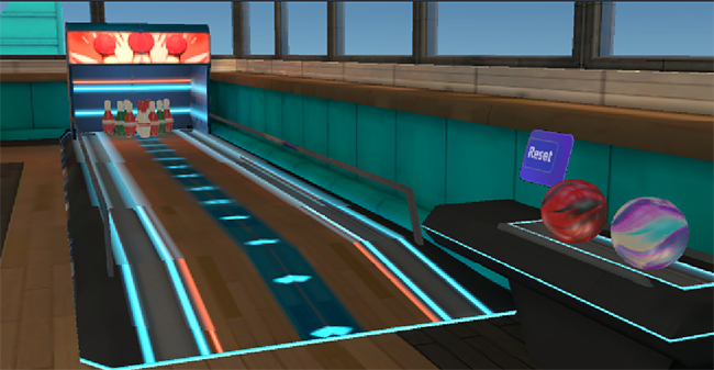 A screen shot of the bowling exhibit.