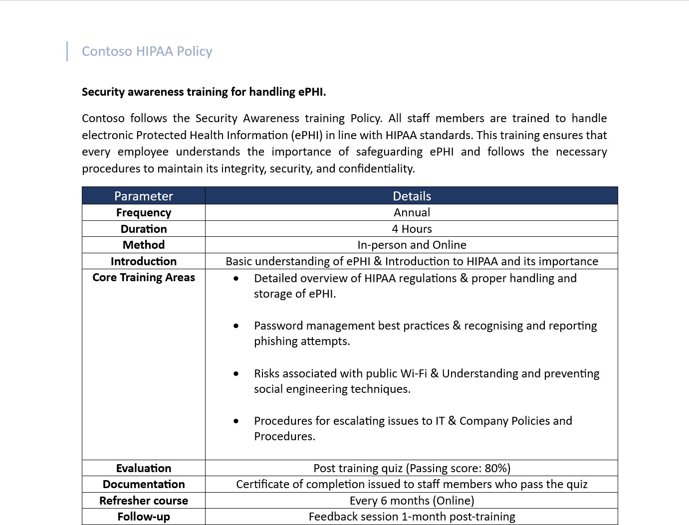 Security awareness training document.