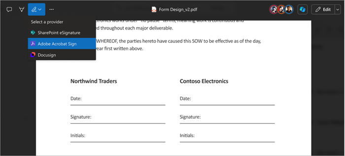 Screenshot showing how to select a provider on the ribbon.