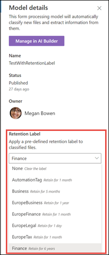 Add label to an existing structured or freeform document processing model.