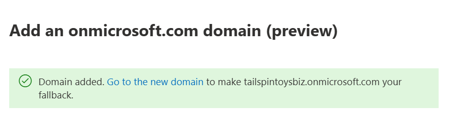 Screenshot of domain added successfully.