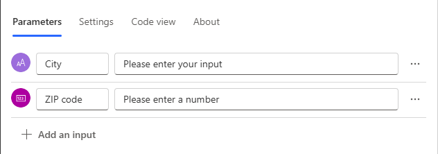 Screenshot of input parameters for the flow trigger.