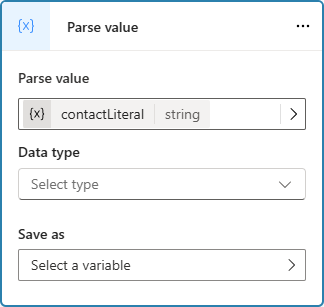 Screenshot showing selection of the variable to parse.