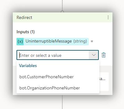 Set the input for the Send uninterruptible voice message action.